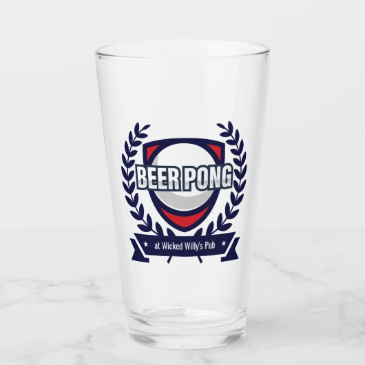 Personaliseer deze Beer Pong Logo Glas (Voorkant)
