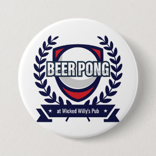 Personaliseer deze Beer Pong Logo Ronde Button 7,6 Cm