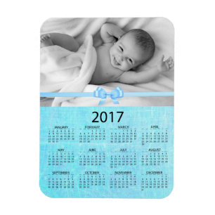 Personaliseer deze blauwe foto 2017 mini-kalender magneet
