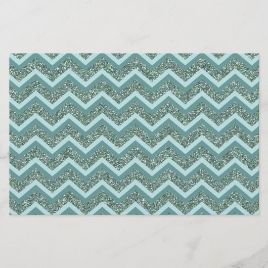 Personaliseer deze Blauwgroen Glitter ZigZag Briefpapier (Voorkant)