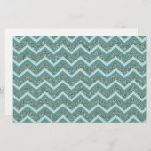 Personaliseer deze Blauwgroen Glitter ZigZag Briefpapier (Voorkant / Achterkant)
