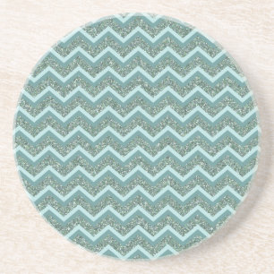Personaliseer deze Blauwgroen Glitter ZigZag Zandsteen Onderzetter