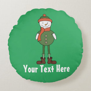 Personaliseer deze Cool Snowman Rond Kussen