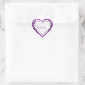 Personaliseer deze Paarse Glitter Heart Sticker (Tas)