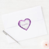 Personaliseer deze Paarse Glitter Heart Sticker (Envelop)