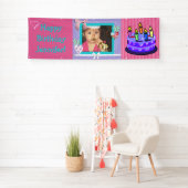 Personaliseer deze Roze Verjaardag Meisje Banner (Insitu)