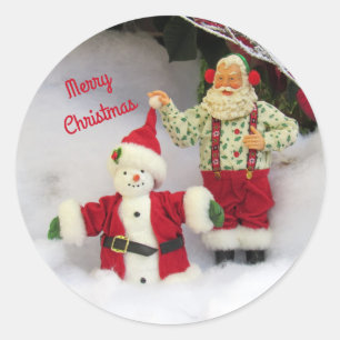 Personaliseer deze Sinterklaas Een Snowman-Sticker Ronde Sticker