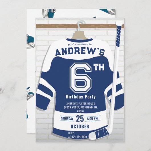 Personaliseer Digitale Hockey Verjaardagsfeestje Kaart (Voorkant / Achterkant)