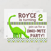 Personaliseer Dinosaur Verjaardagsuitnodiging Brie Uitnodiging Briefkaart (Voorkant / Achterkant)