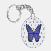 Personaliseer dit ME / CFS Blue Butterfly Sleutelh Sleutelhanger (Voorkant Links)