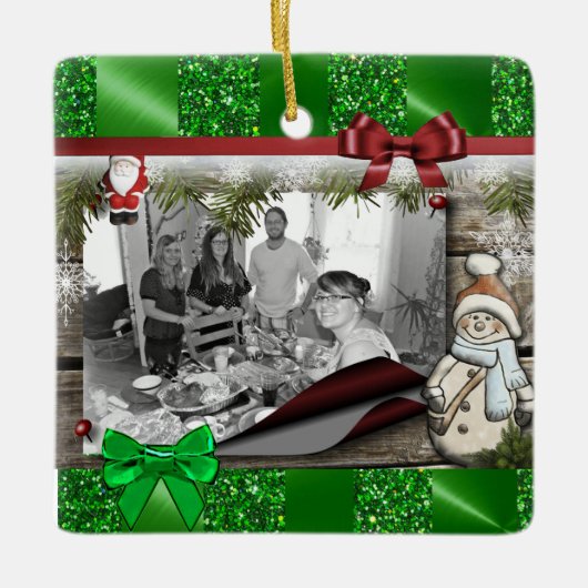 Personaliseer dit Schattigee kerst Lijst Ornament (Voorkant)