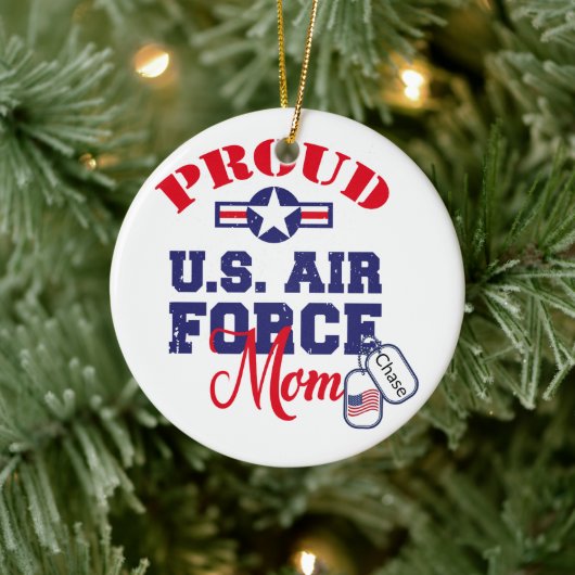 Personaliseer Dog Label U.S. Luchtmacht Moeder Keramisch Ornament (Boom)