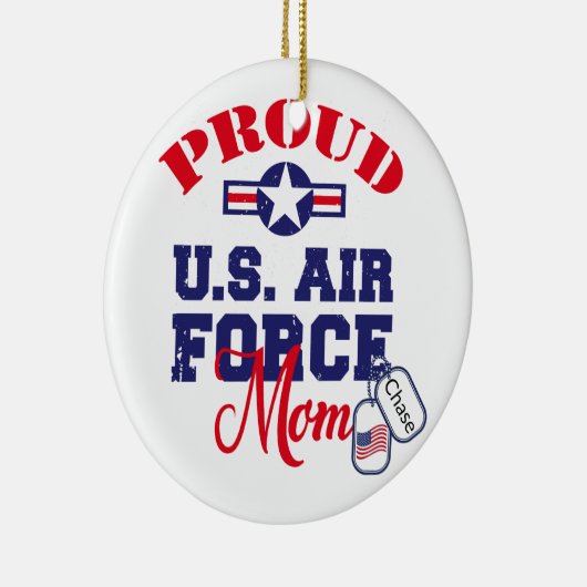 Personaliseer Dog Label U.S. Luchtmacht Moeder Keramisch Ornament (Rechts)