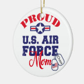 Personaliseer Dog Label U.S. Luchtmacht Moeder Keramisch Ornament (Links)
