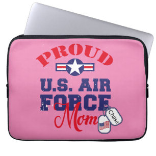 Personaliseer Dog Label U.S. Luchtmacht Moeder Laptop Sleeve