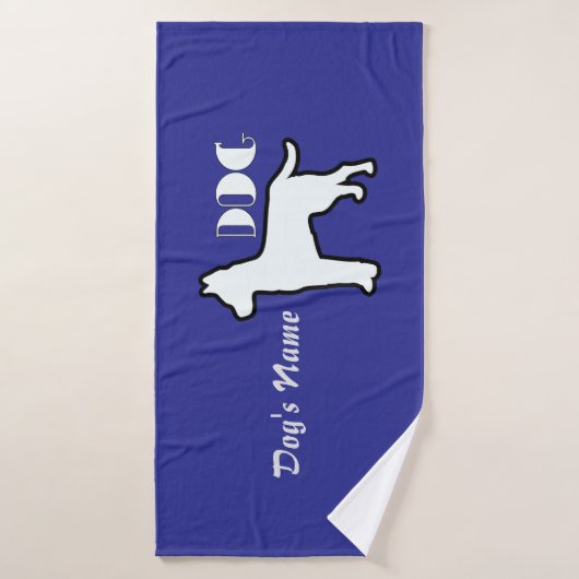 Personaliseer DOG Logo Deep Blue Doggie Badhanddoek (Badhanddoek)