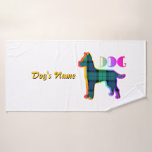 Personaliseer DOG Logo Rainbow Plaid White Doggie
