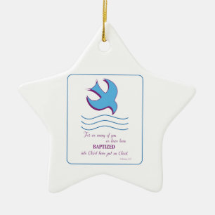 Personaliseer, Doopduif voor Volwassenen op Blauwe Keramisch Ornament