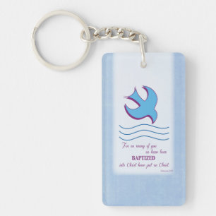 Personaliseer, Doopduif voor Volwassenen op Blauwe Sleutelhanger