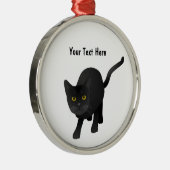 Personaliseer een schattige zwarte kat metalen ornament (Rechts)