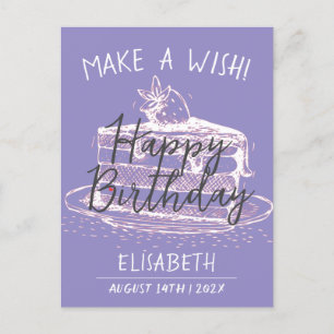 Personaliseer Eenvoudige Zoete Cake Maak Eén Wens  Briefkaart