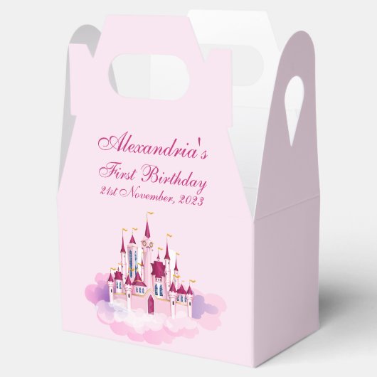 Personaliseer Eerste Verjaardag Kind Naam Roze Kas Bedankdoosjes (Geopend)