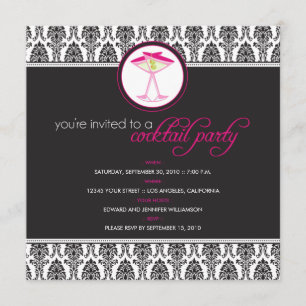 :personaliseer: Elegant Damask Cocktail Party Invi Kaart