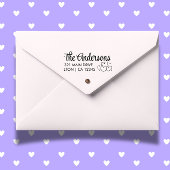 Personaliseer familie Hearts Script Retouradres Rubberstempel