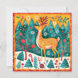 Personaliseer feestelijke rendier kerstflat kaart