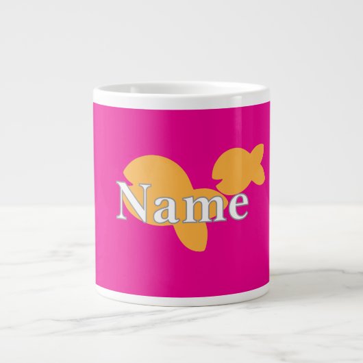 Personaliseer Fish Hot Pink Extra Grote Beker (Voorkant)