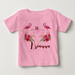 Personaliseer Flamingo Hibiscus Pink Girly Birthda
