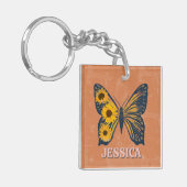 Personaliseer Floral Butterfly Acryl Sleutelhanger (Voorkant Links)