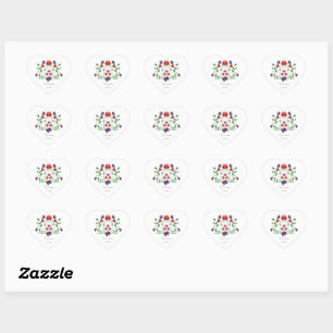 Personaliseer Florale Liefdesboodschap Hart Sticker