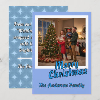 Personaliseer Foto Script Gelukkig Kerstmis Vakant Feestdagenkaart