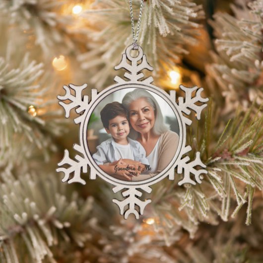 Personaliseer Foto Snowflake Ingelijste Ornament (Boom)
