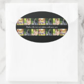 Personaliseer fotocollage en tekst ovaal sticker (Tas)