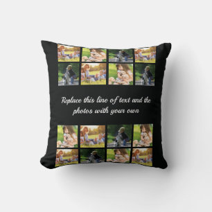 Personaliseer fotocollage en tekst werpt kussen