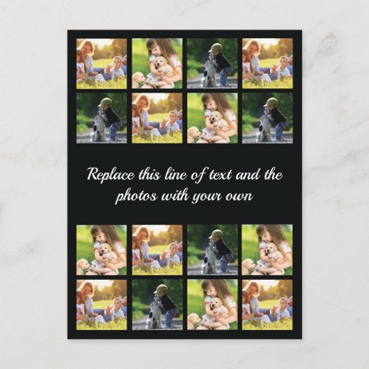 Personaliseer fotocollage en tekstaankondiging aankondigingskaart (Voorkant)