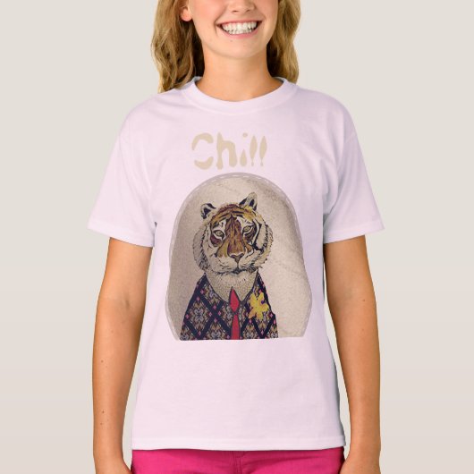 Personaliseer Fun Chill Tiger T-shirt (Voorkant)