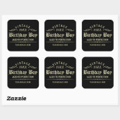 Personaliseer Funny Birthday Black Square Sticker (Vel)