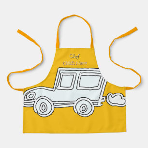 Personaliseer Funny Car Kinder Yellow Craft Schort