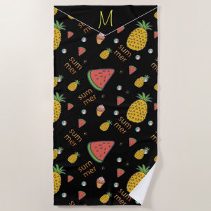 Personaliseer Funny Pineapple en Watermelon Strandlaken
