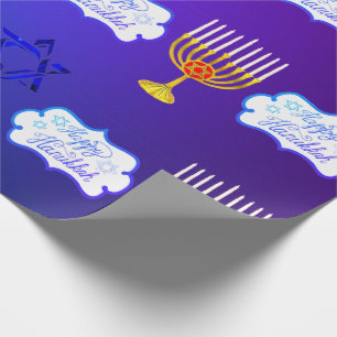 Personaliseer GELUKKIG HANUKKAH Menorah inpakpapie Cadeaupapier