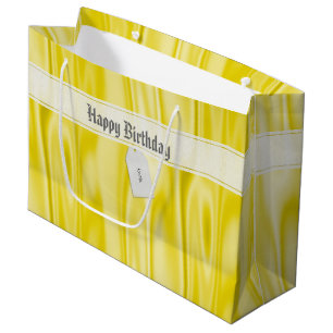 Personaliseer "Gelukkige Verjaardag" op Geel Large Cadeauzakje