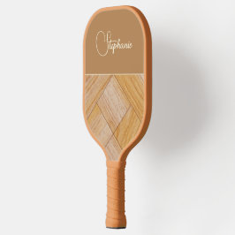 Personaliseer Geometric Pattern Brown Tan Gold Pickleball Paddle