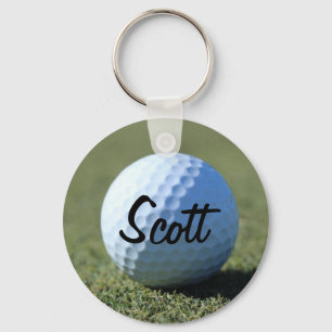 (Personaliseer) Golf Ball op Green close-up foto Sleutelhanger