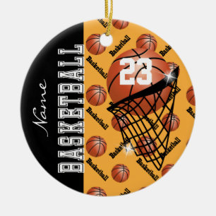 Personaliseer Gouden Basketbal Keramisch Ornament