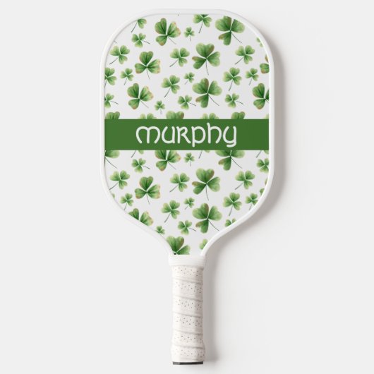 Personaliseer Green Shamrocks Patroon Pickleball Paddle (Voorkant)