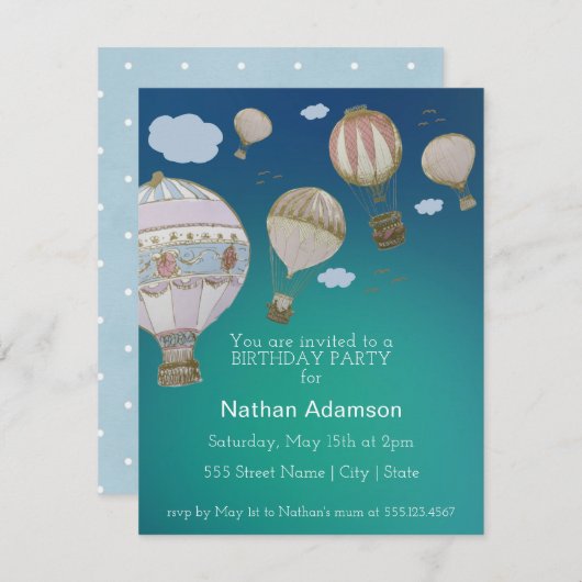 Personaliseer grillige hete luchtballonnen kaart (Voorkant / Achterkant)