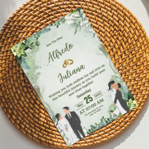 Personaliseer groen blad beste bruiloft Uitnodigin